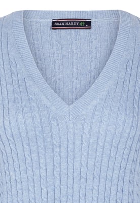 Pullover Kabelstrick-Pullover Mit V-Ausschnitt
