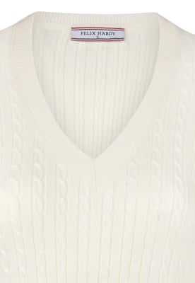 Pullover Kabelstrick-Pullover Mit V-Ausschnitt
