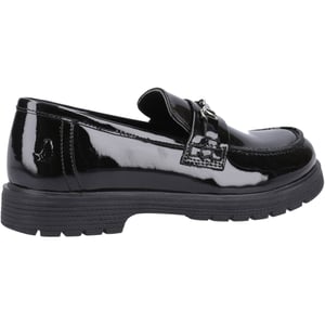 Hush Puppies Lydia Patent Senior Mädchenschwarze Slipper Aus Leder