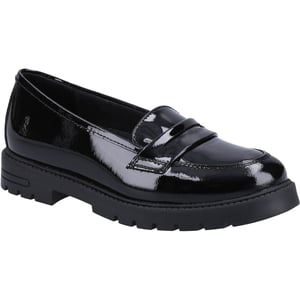 Hush Puppies Hazel Patent SNR Mädchenschwarze Slipper Aus Leder