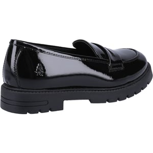 Hush Puppies Hazel Patent SNR Mädchenschwarze Slipper Aus Leder