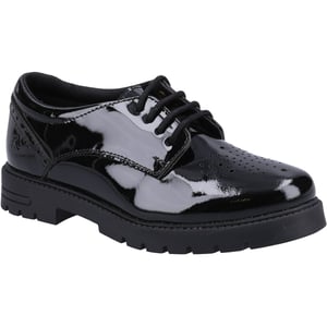 Hush Puppies Jayne Patent SNR Mädchenschuhe Aus Schwarzem Leder Mit Schnürung