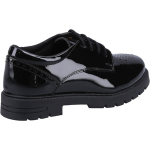 Hush Puppies Jayne Patent SNR Mädchenschuhe Aus Schwarzem Leder Mit Schnürung