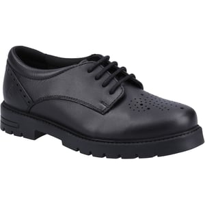 Hush Puppies Jayne Lace Up SNR Mädchenschuhe Aus Schwarzem Leder Mit Schnürung