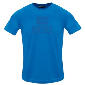 Diesel - T-shirt Mit Einfarbigem Logo In Saphirblau