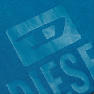 Diesel - T-shirt Mit Einfarbigem Logo In Saphirblau