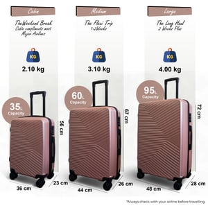 Hartschalenkoffer in Roségold, robust, 8 Rollen, Handgepäck, Taschenset