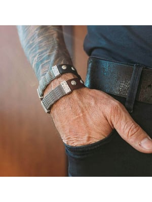 Seven-24 Armband Edelstahl mit braunem Leder