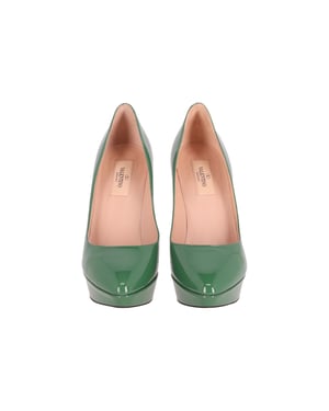 Valentino Plateaupumps aus grünem Lackleder