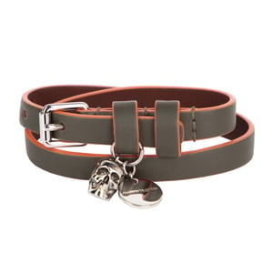 Alexander McQueen Herren-Wickelarmband aus Leder mit Graffiti-Totenkopf in Grün