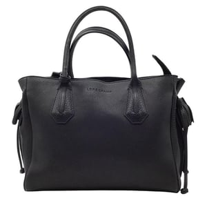 Longchamp Penelope Quasten Zugtasche aus schwarzem Leder