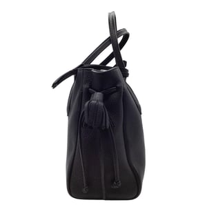 Longchamp Penelope Quasten Zugtasche aus schwarzem Leder