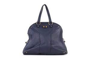 Yves Saint Laurent Navy-Blaue Leder Oversized Muse Tasche