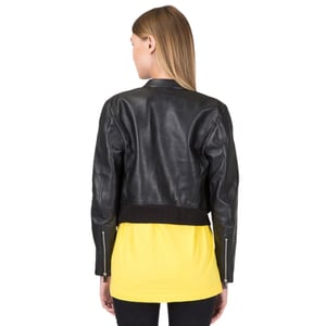 Diesel - L-lyssa-c - Schwarze, Kurz Geschnittene Lederjacke In Schwarz