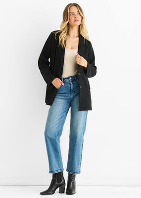 Schwarzer, übergroßer, drapierter Blazer