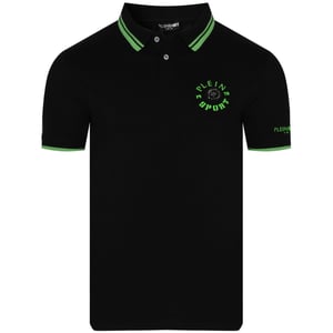 Plein Sport - Schwarzes Poloshirt Mit Doppelstreifenkragen Und Tiger-design Auf Der Rückseite