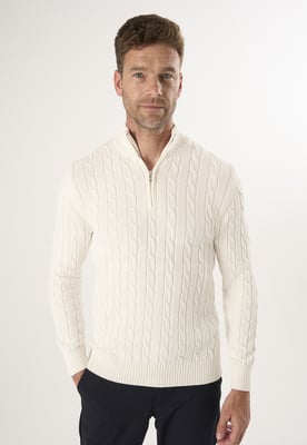 Pullover Kabelstrick-Pullover Mit Halbem Reißverschluss