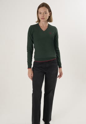 Pullover V-Ausschnitt-Strickpullover