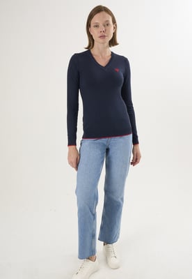 Pullover V-Ausschnitt-Strickpullover
