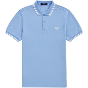 Fred Perry Poloshirt Mit Rippstrickkragen In Himmelblau, Weiß