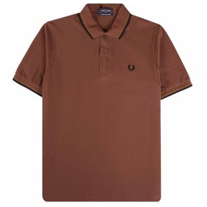 Fred Perry - Limettengrünes, Kastanienbraunes Poloshirt Mit Doppelstreifenkragen