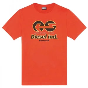 Diesel Unisex Erwachsenen Power Station Logo T-Shirt (Orange/Schwarz)