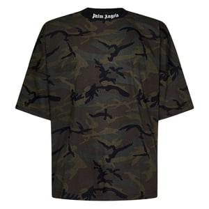 Palm Angels - Oversize-t-shirt Mit Klassischem Camo-logo Im Militärstil