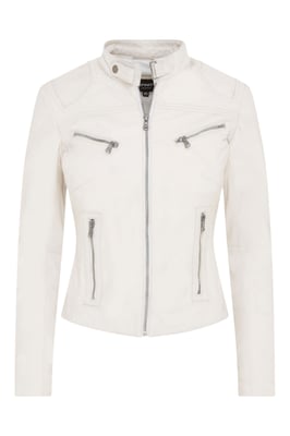 Weiße Slim-Fit-Bikerjacke aus Leder für Damen – Maldon