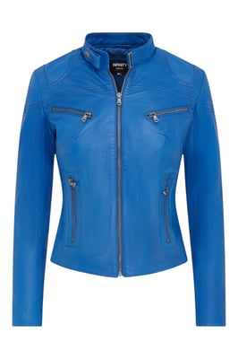Blaue Slim-Fit-Bikerjacke aus Leder für Damen – Maldon