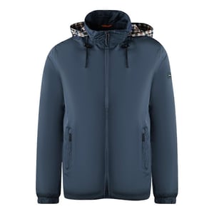 Aquascutum Herren Unifarbene Leichte Jacke mit Versteckter Kapuze (Marineblau)