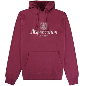 Aquascutum Herren Aktive Big Logo Kapuzenpullover (Bordeauxrot)