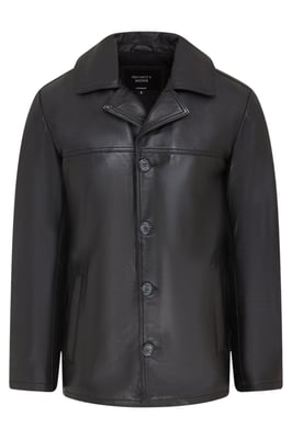 Schwarzer Herren-Blazer aus italienischem Leder mit 4 Knöpfen – Loxton