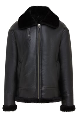 Herren Pilotenjacke B3, schwarz, Lammfell, Schaffell, WWII, Bomberjacke