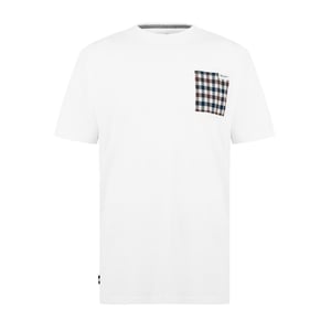 Aquascutum Herren Karo Brusttaschen Aktives T-Shirt (Optisches Weiß)