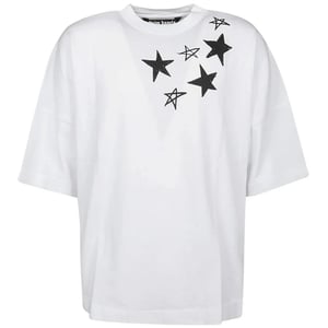Palm Angels Herren Shooting Star Logo Oversized T-Shirt (Weiß)