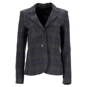 Theory Karo-einreihiger Blazer aus grauer Wolle