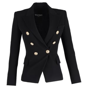 Balmain Doppelreihiger Blazer aus schwarzer Wolle