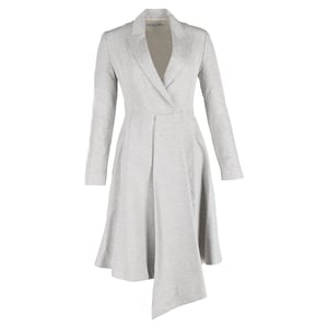 Christian Dior Asymmetrischer Midikleid-Mantel aus grauer Wolle