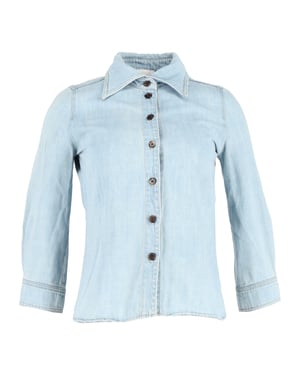 Chloe 3/4-Ärmel-Shirt in Hellblau Jeansstoff
