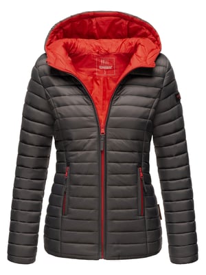 Marikoo Damen Steppjacke – Asraa, leicht mit Kapuze & Kontrastfutter