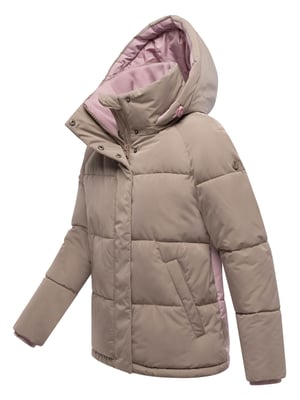 Marikoo Damen Steppjacke Omariaa mit Colorblocking & abnehmbarer Kapuze