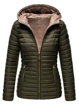 Marikoo Damen Steppjacke – Asraa, leicht mit Kapuze & Kontrastfutter