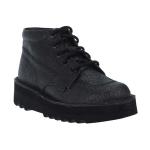 Kickers Damen Kick Hi Glitzer Leder Stacked Heel Stiefel (Schwarz)