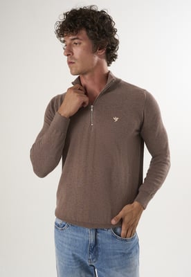 Pullover Strickpullover Mit Halbem Reißverschluss