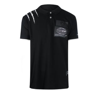 Plein Sport - Schwarzes Poloshirt Mit Kratzern An Der Schulter