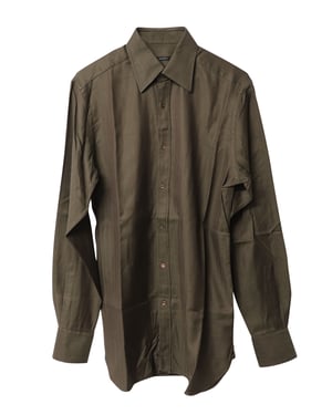 Gucci Fischgräten-Button-Down-Hemd aus dunkelbrauner Baumwolle