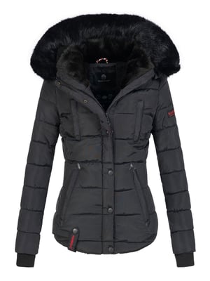 Marikoo Damen Winterjacke Lotusblüte mit Teddy-Innenfutter & Kunstfellkragen