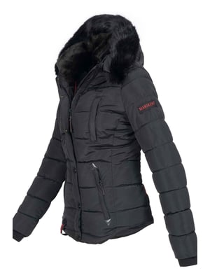 Marikoo Damen Winterjacke Lotusblüte mit Teddy-Innenfutter & Kunstfellkragen