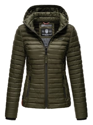 Marikoo Damen Steppjacke Samtpfote mit abnehmbarer Kapuze & Rippbündchen
