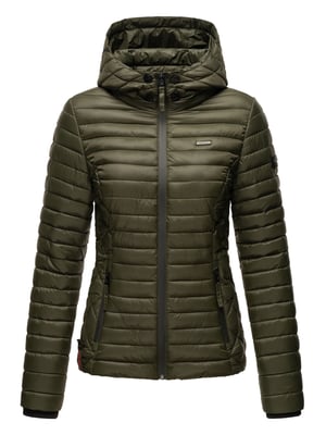 Marikoo Damen Steppjacke Samtpfote mit abnehmbarer Kapuze & Rippbündchen
